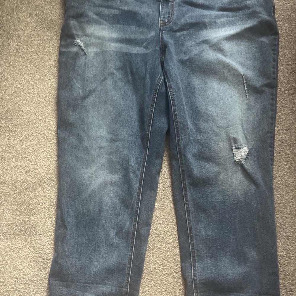 Cato 22W  EST 1946 Denim Curvy Jeans Capris  24" Inseam Medium Wash - Picture 2 of 13